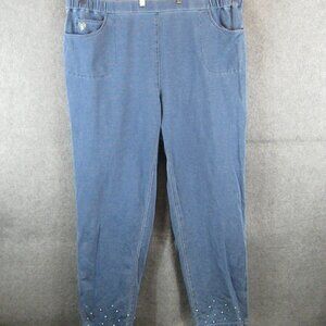 Quacker Factory DreamJeannes Pull-on Faux Pearl Slim Leg Pants 3X